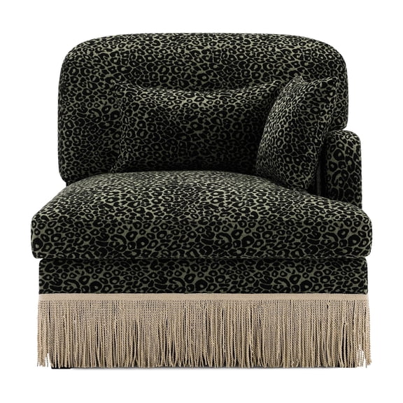 Sofa RSF Leopard Chenille W/Pillows -Green black