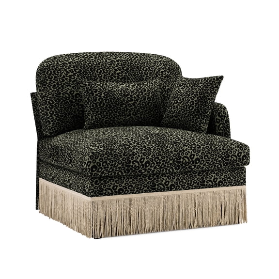 Sofa RSF Leopard Chenille W/Pillows -Green black