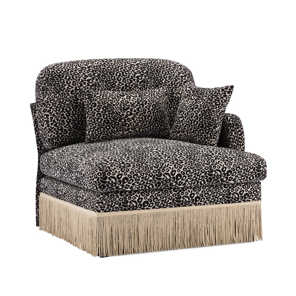 Sofa RSF Leopard Chenille W/Pillows -Khaki black