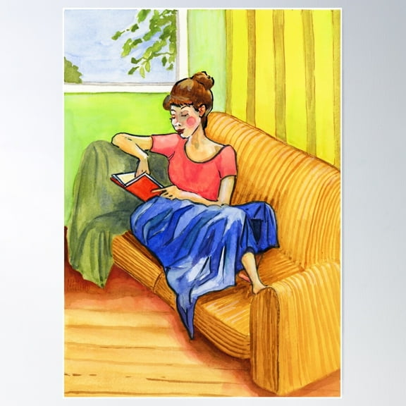Sofa Reader Poster Wall Art, Modern Wall Decor For Living Room Bedroom, 8x12 UNFRAMED