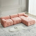 thumbnail image 1 of Sofa with Reversible Ottoman, Velvet Modular Sectional Couch Sofa Couch with Pillow Top Arms, L Shaped Sofa, Button Tufted Designed and DIY Combination Couch, Pink, 1 of 9