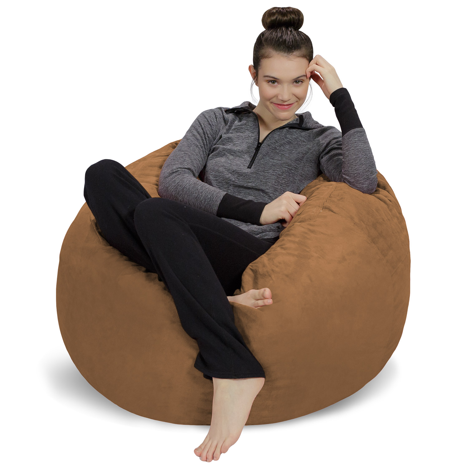 Sofa Sack Bean Bag Chair, Memory Foam Lounger with Microsuede Cover, Kids, 3 ft, Cocoa - image 1 of 5