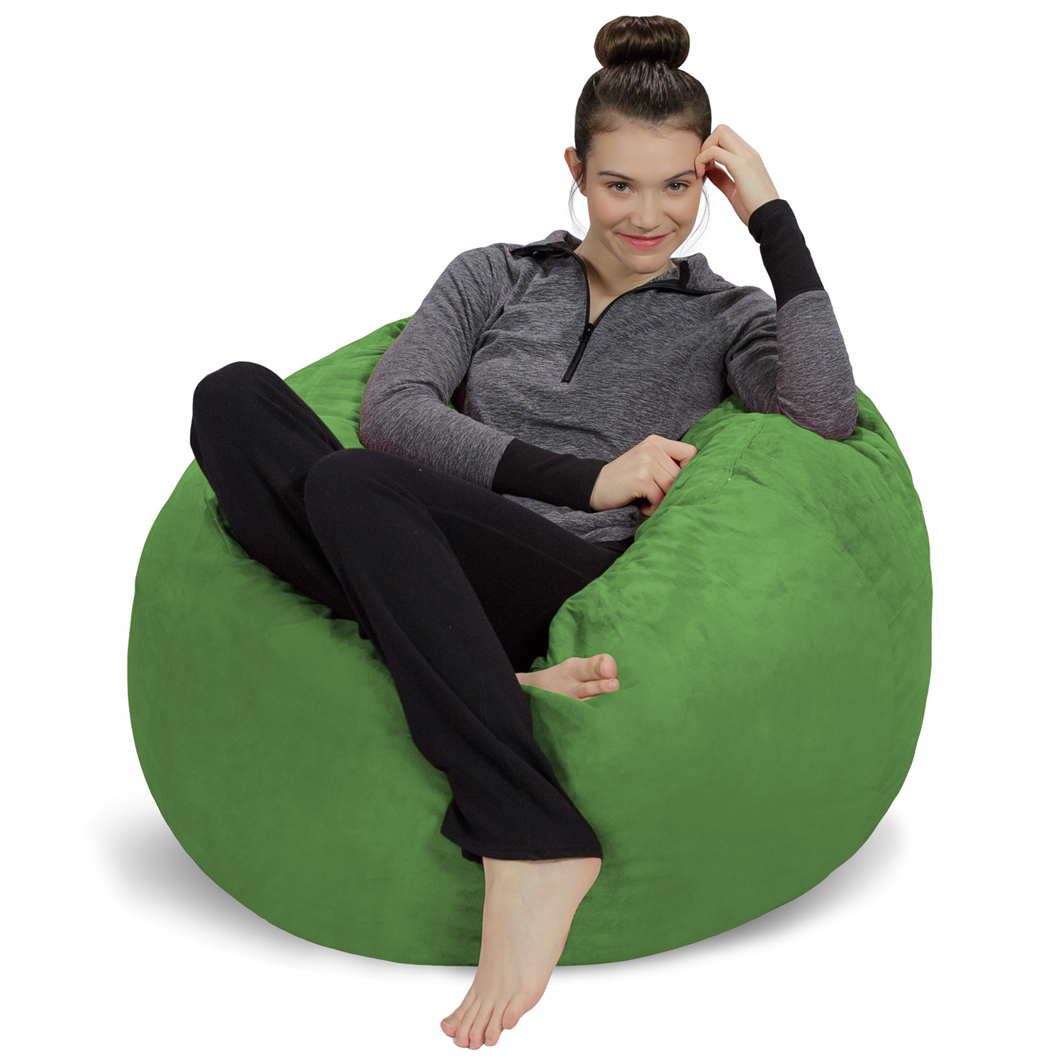 Sofa Sack Bean Bag Chair, Memory Foam Lounger with Microsuede Cover, Kids, 3 ft, Lime - image 1 of 5