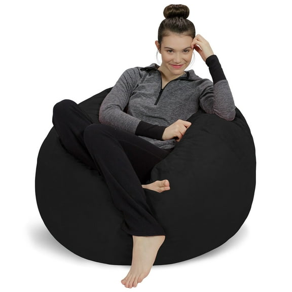 Sofa Sack Bean Bag Chair, Memory Foam Lounger with Microsuede Cover, Kids, Adults, 3 ft, Black