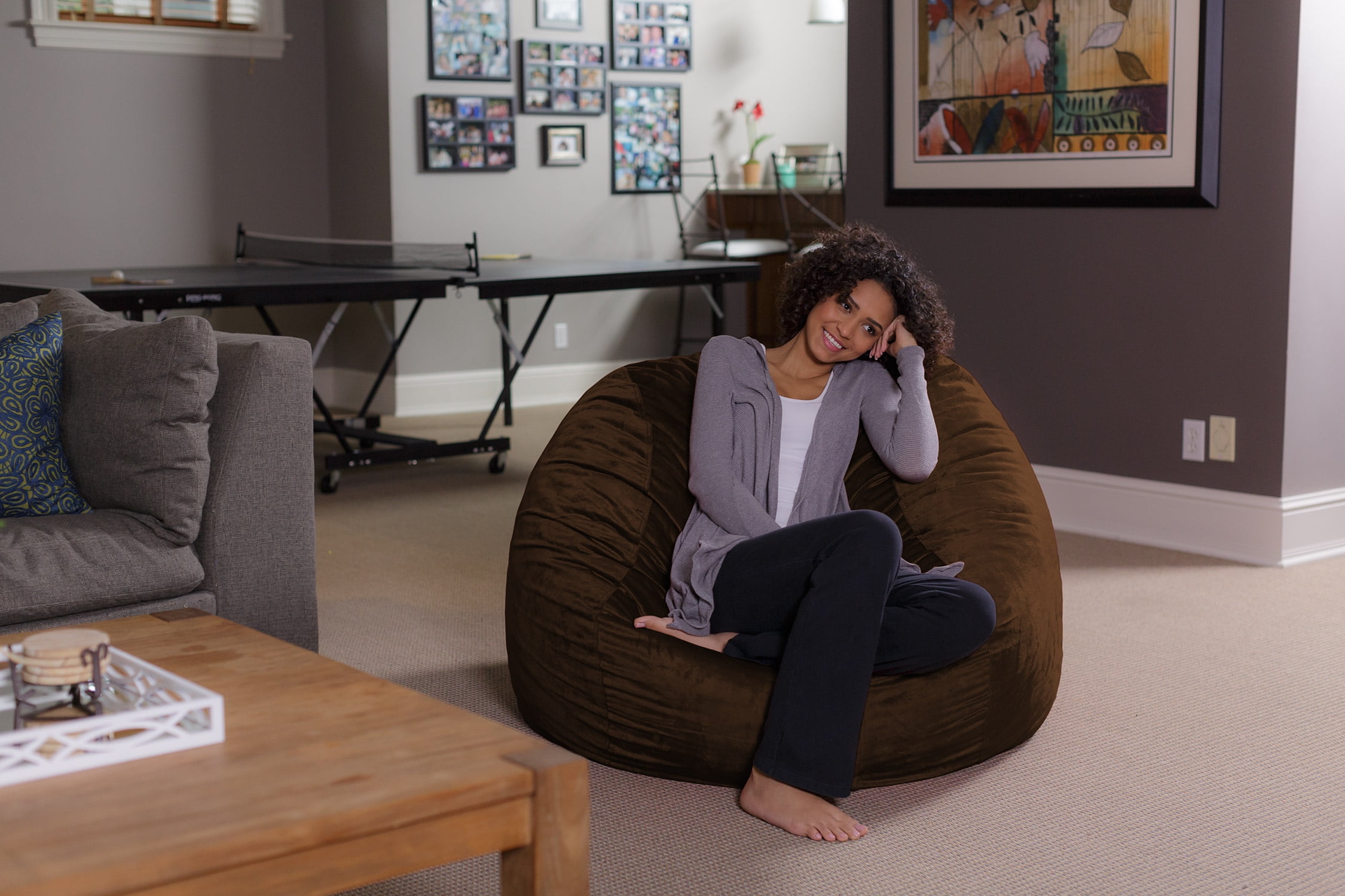 Sofa Sack Bean Bag Chair, Memory Foam Lounger with Microsuede Cover, Kids, Adults, 4 ft, Chocolate