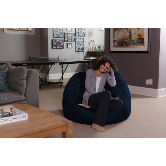 Sofa Sack Bean Bag Chair, Memory Foam Lounger with Microsuede Cover, Kids, Adults, 4 ft, Navy