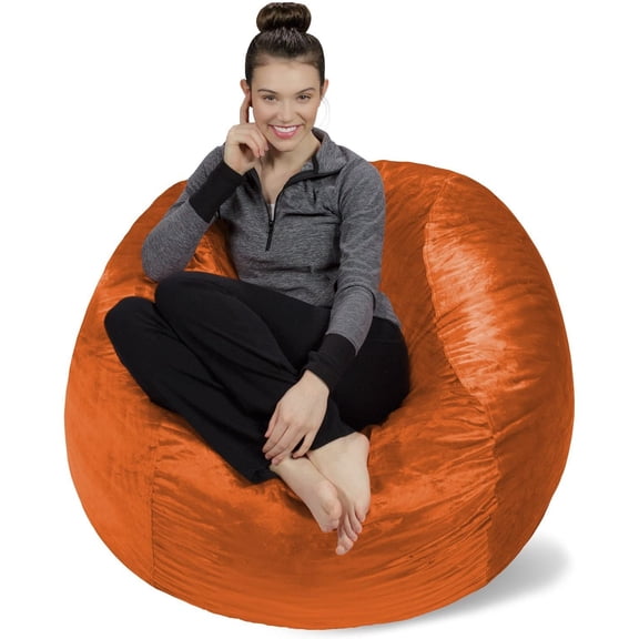 Sofa Sack Bean Bag Chair, Memory Foam Lounger with Microsuede Cover, Kids, Adults, 4 ft, Tangerine