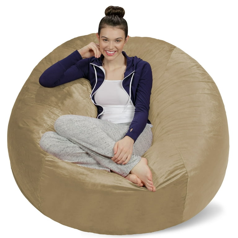 Sofa Sack Bean Bag Chair, Memory Foam Lounger with Microsuede Cover, Kids,  Adults, 5 ft, Camel 