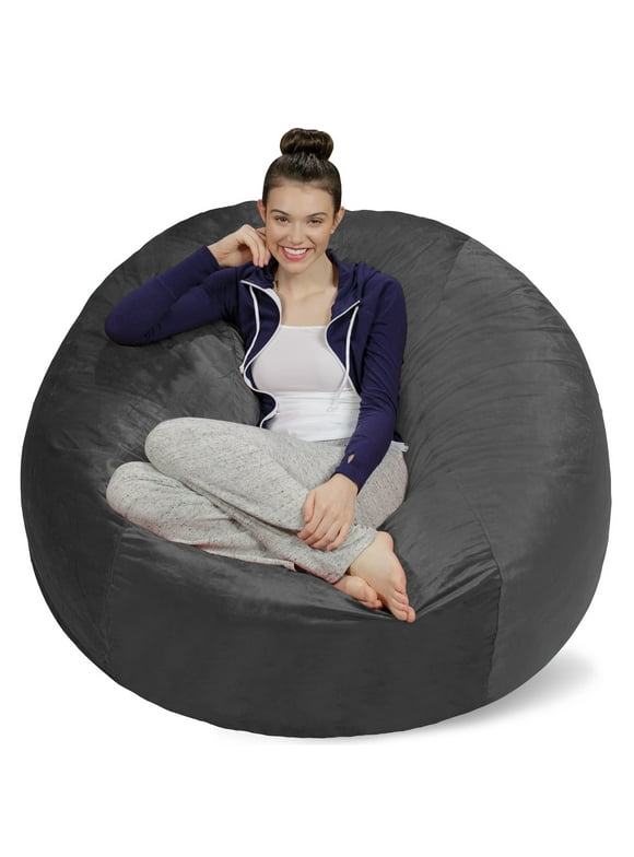 Sofa Sack Bean Bag Chair, Memory Foam Lounger with Microsuede Cover, Kids, Adults, 5 ft, Charcoal