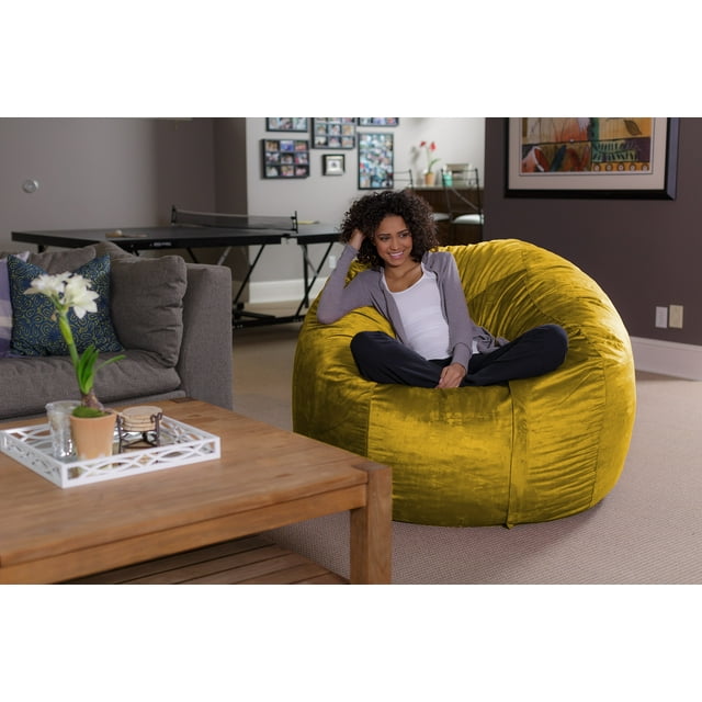 Sofa Sack Bean Bag Chair, Memory Foam Lounger with Microsuede Cover, Kids, Adults, 5 ft, Lemon