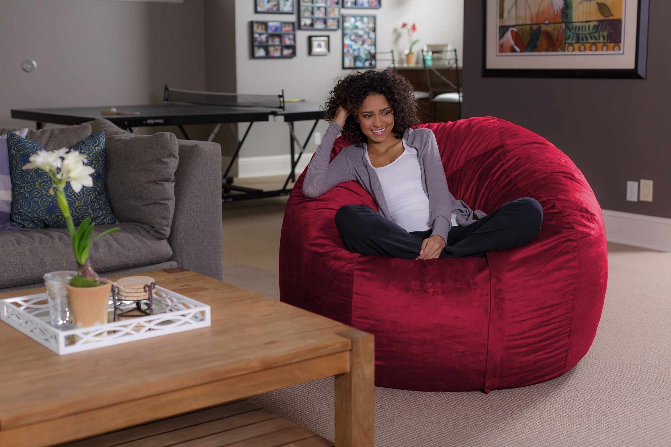 5' Large Bean Bag Chair With Memory Foam Filling And Washable Cover Red -  Relax Sacks : Target