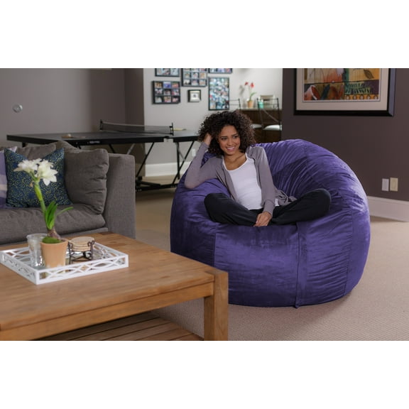 Sofa Sack Bean Bag Chair, Memory Foam Lounger with Microsuede Cover, Kids, Adults, 5 ft, Purple