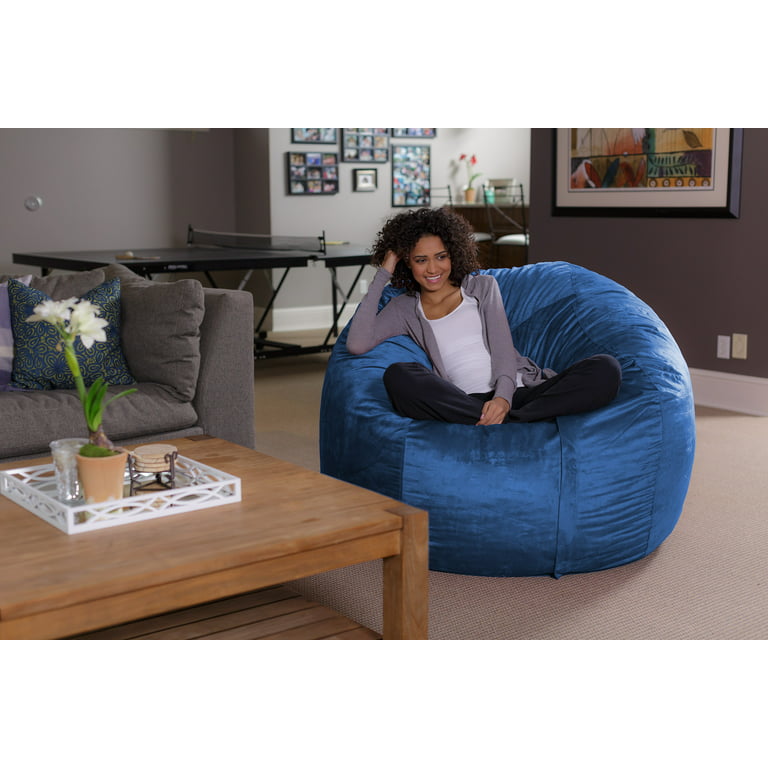 Sofa Sack Bean Bag Chair, Memory Foam Lounger with Microsuede Cover, Kids,  Adults, 6 ft, Blue 