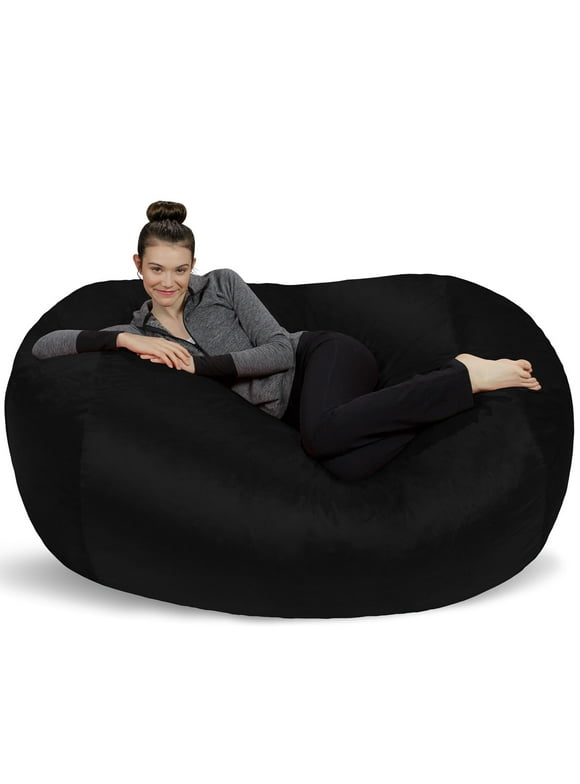 Sofa Sack Bean Bag Chair, Memory Foam Lounger with Microsuede Cover, Kids, Adults, 6 ft, Black
