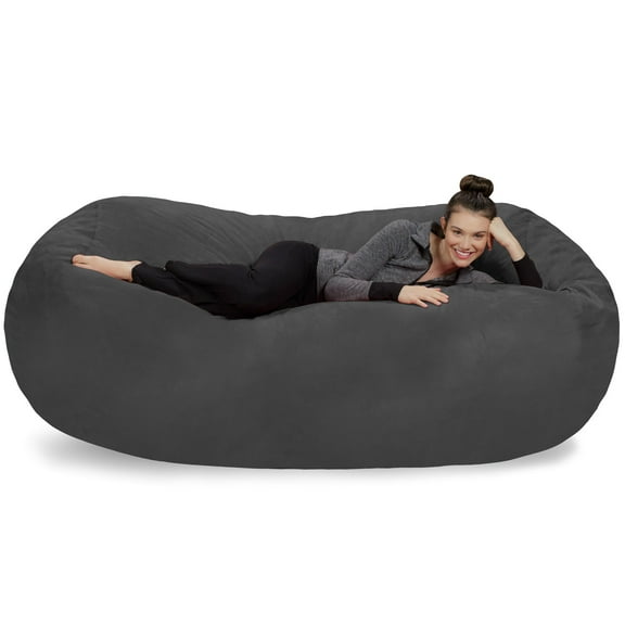 Sofa Sack Bean Bag Chair, Memory Foam Lounger with Microsuede Cover, Kids, Adults, 7.5 ft, Charcoal