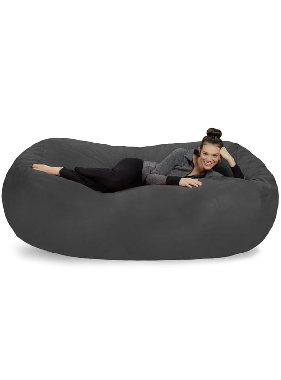 Sofa Sack Bean Bag Chair, Memory Foam Lounger with Microsuede Cover, Kids, Adults, 7.5 ft, Charcoal