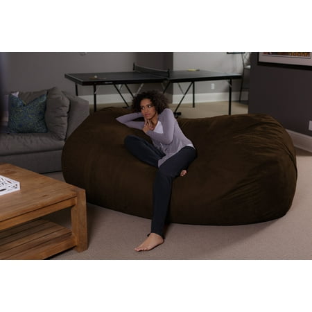 Sofa Sack Bean Bag Chair, Memory Foam Lounger with Microsuede Cover, Kids, Adults, 7.5 ft, Chocolate
