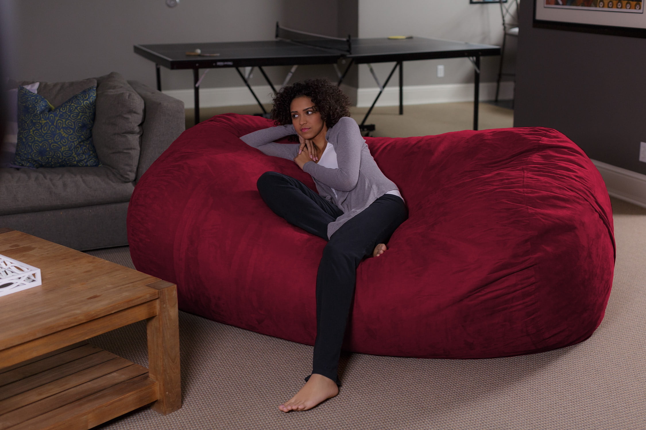 4' Bean Bag Chair with Memory Foam Filling and Washable Cover Charcoal -  Relax Sacks