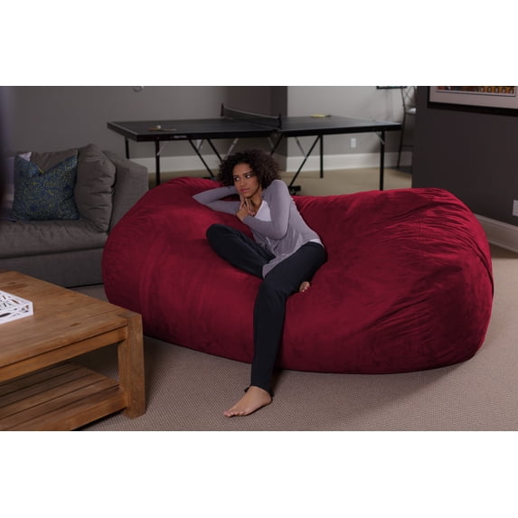 Sofa Sack Bean Bag Chair, Memory Foam Lounger with Microsuede Cover, Kids, Adults, 7.5 ft, Cinnabar