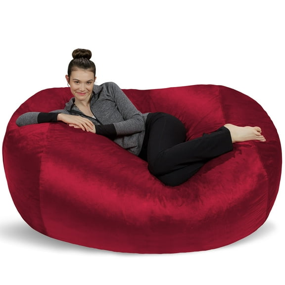 Sofa Sack Bean Bag Chair, Memory Foam with Microsuede Cover, Kids, Adults, 6 ft, Cinnabar