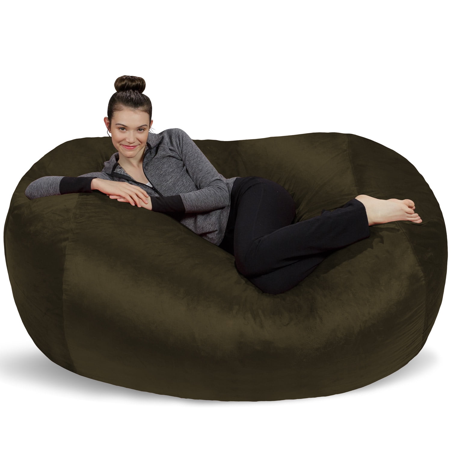 Sofa Sack Bean Bag Chair, Memory Foam with Microsuede Cover, Kids, Adults, 6 ft, Olive