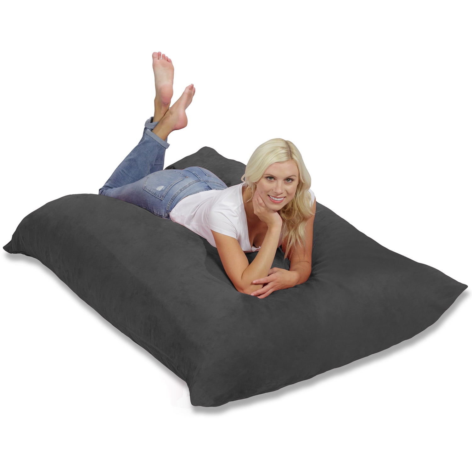 Sofa Sack Bean Bag Pillow, Memory Foam Lounger with Microsuede Cover, Kids, Adults, 5.5 ft, Gray