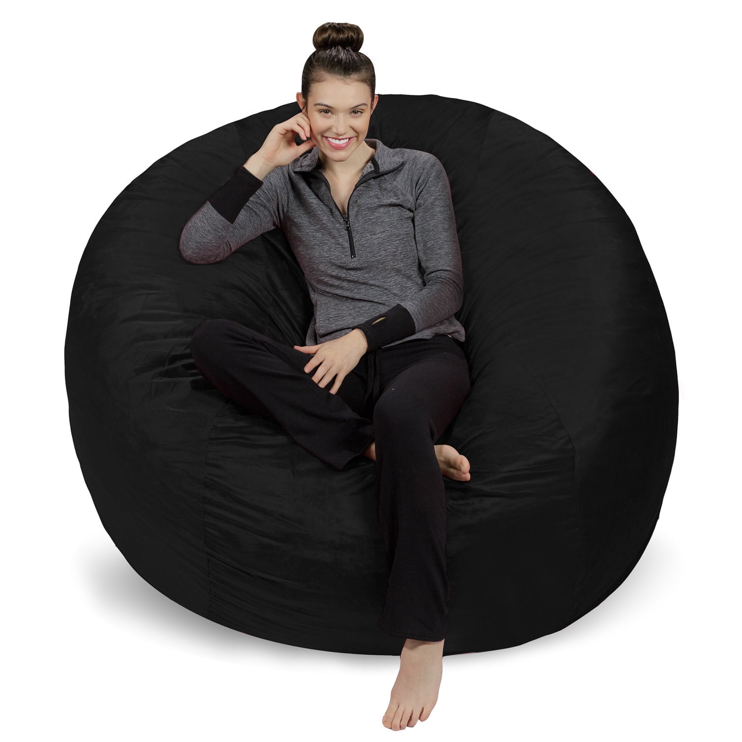 Free Shipping Sofa Sack Giant Microsuede Bean Bag Chair Kids Adults 6ft Black Walmart Walmart