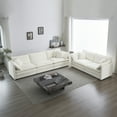 thumbnail image 1 of Sofa Set of 2, Upholstered Deep Seat Couch Set with Toss Pillows, 2 and 3 Seater Sofa Set for Living Room, Bedroom, Office, Comfy Sofa Couch Set, White, 1 of 7