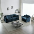 thumbnail image 1 of Sofa Set of 2, Upholstered Deep Seat Couches Include 2 Seaters Couch and Accent Armchair, 2 Pieces Sofa Couch Set with Toss Pillows for Living Room, Bedroom, Office, Comfy Sofa Couch, Blue, 1 of 6