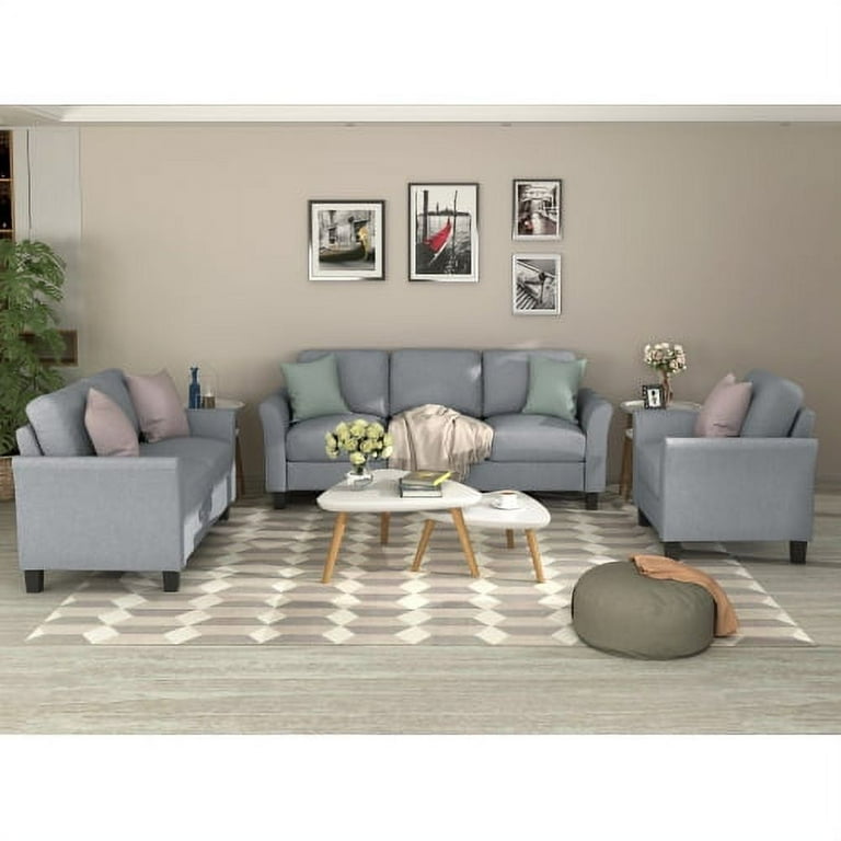 Grey sofa and armchair set sale