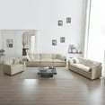 thumbnail image 1 of Sofa Set of 3, Upholstered Deep Seat Couches Include 3 Seaters Couch, Loveseat and Armchair, Comfy Sofa Couch with Toss Pillows for Living Room, Bedroom, Office, Beige, 1 of 1
