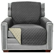 Sofa Shield Chair Slip Cover with Strap, Large Cushion Protector for 23" Seat, Charcoal Beige
