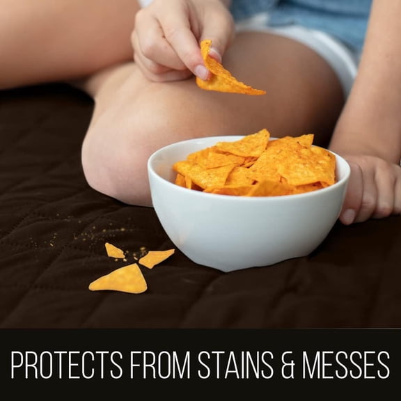 Sofa Shield Couch Slip Cover with Patented Strap, Cushion Protector, US Designed Reversible Stain and Dog Tear Resistant Slipcover, 78 inch Seat, Washable Covers for Dogs Pets, Chocolate Beige