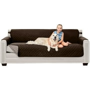 Sofa Shield Couch Slip Cover with Strap, Cushion Protector for 78" Seat, Brown Light Taupe