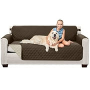 Sofa Shield Couch Slip Cover with Strap, Large Cushion Protector for 70" Seat, Chocolate Beige
