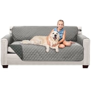 Sofa Shield Couch Slip Cover with Strap, Large Cushion Protector for 70" Seat, Light Gray Charcoal