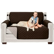 Sofa Shield Loveseat Slip Cover with Strap, Cushion Protector for 54" Seat, Brown Light Taupe