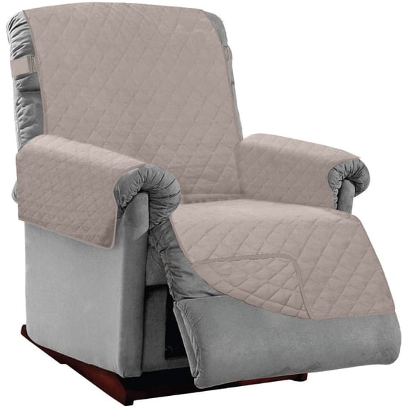 Sofa Shield Recliner Slip Cover with Strap, Cushion Protector for 25" Seat, Light Taupe