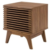 Sofa Side Table Display Stand, Wood, Brown Walnut, Modern Contemporary Urban Design, Living Lounge Room Hotel Lobby Hospitality