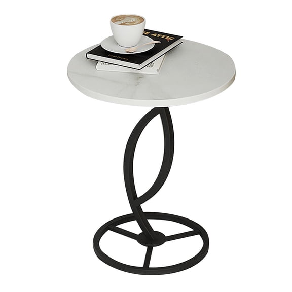 Sofa Side Table End Tables Living Room Small Round Coffee Table Rock Panel Side Cabinet Simple Modern Bedside Corner Table Night Stands for Balcony Patio Office