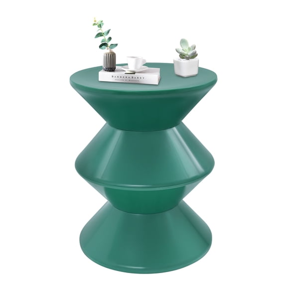 Sofa Side Table Modern Hourglass Shaped End Table 14.2" W x 17.7" H Green Minimalist Side Table Indoor Table for Living Rooms Bedrooms Offices (Green)