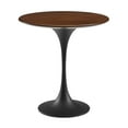 thumbnail image 1 of Sofa Side Table, Round, Black Dark Walnut, Wood, Metal Steel, Modern Contemporary Mid-Century, Living Lounge Cafe Room Hotel Lobby Hospitality, 1 of 6