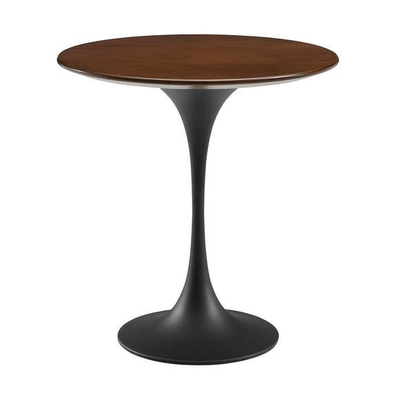 Sofa Side Table, Round, Black Dark Walnut, Wood, Metal Steel, Modern Contemporary Mid-Century, Living Lounge Cafe Room Hotel Lobby Hospitality