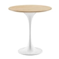 thumbnail image 1 of Sofa Side Table, Round, White Natural, Wood, Metal Steel, Modern Contemporary Mid-Century, Living Lounge Cafe Room Hotel Lobby Hospitality, 1 of 6