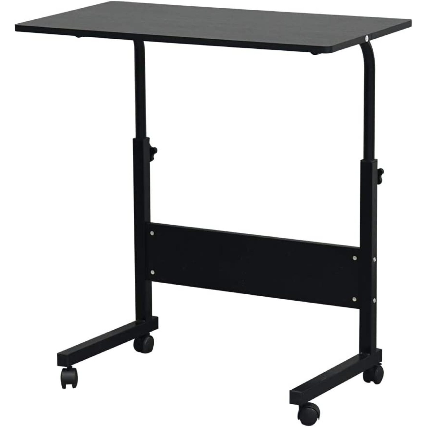 Sofa Side Table with Wheels & Baffle, Removable Laptop Desk, Height