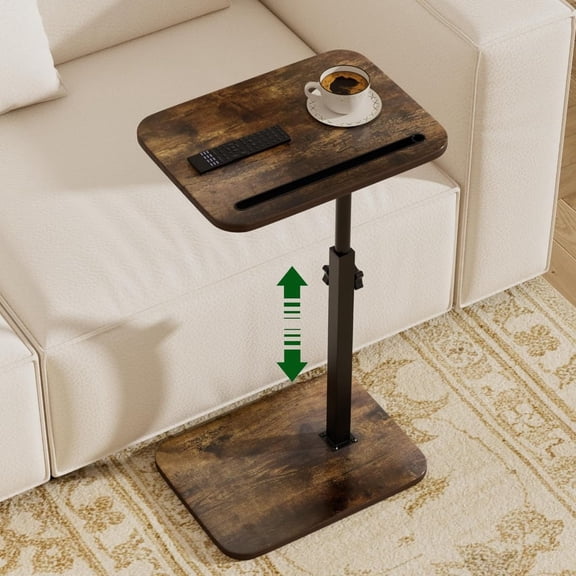 Sofa Side Tray Table for Couch - Adjustable Height 360° Swivel C Table for Sofa & Bed, Use as TV Tray Laptop Stand Snack Table Reading Desk, Fits Eating Working Studying - Black