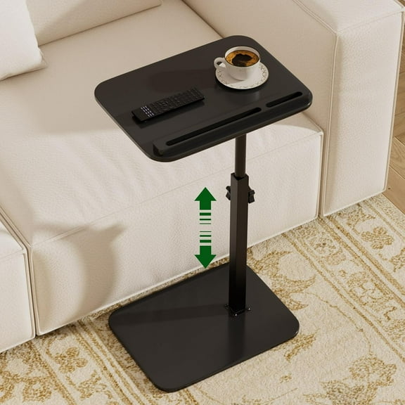 Sofa Side Tray Table for Couch - Set of 2 Adjustable Height 360° Swivel C Table for Sofa & Bed, Use as TV Tray Laptop Stand Snack Table Reading Desk, Fits Eating Working Studying