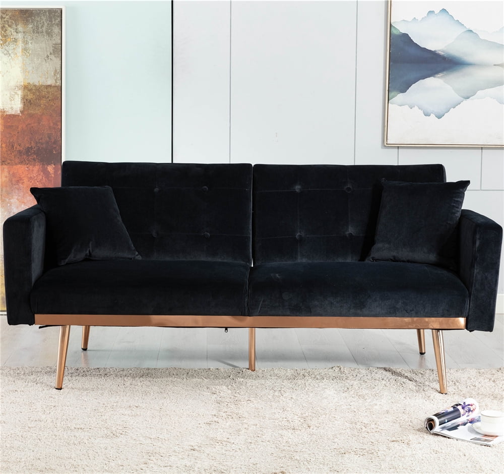 Futon Couch Bed, SEGMART Modern Fabric Sofa Sleeper Bed with Armrest ...