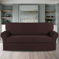 thumbnail image 1 of Sofa Slipcover 2 Piece Sofa Cover 1 Seater Soft Couch Cover(Sofa Large, Brown), 1 of 6