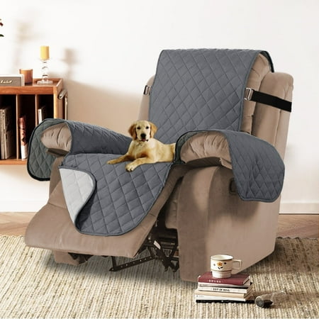 Sofa Slipcover for Dogs Pets&Kids, Durable Pet Cover for Sofa with Elastic Strap(79" x 68", Grey/Beige)